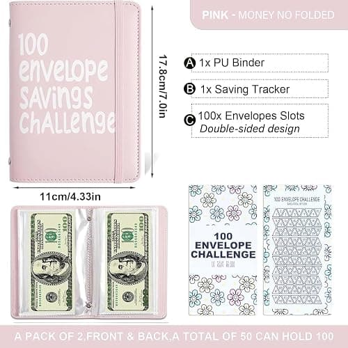APMFHO 100 Days Money Saving Challenge Coin Envelope Budgetstorage Book, Money Saving Binder, Easy and Fun Way to Save $10,000 or $5,050, Saving Challenge Book with Family, Friends, Bestie thumbnail 2