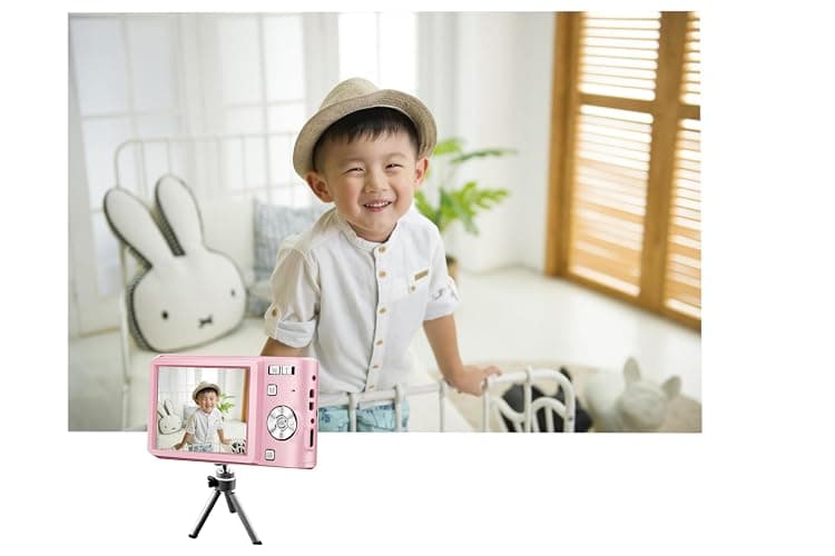 Compact Digital Camera 50MP 16X Zoom HD 1080P - Point and Shoot Digital Camera 32GB & Two Batteries - Kids Camera for Boys Girls Toddler Kids Students Beginners - Birthday (Pink) thumbnail 4
