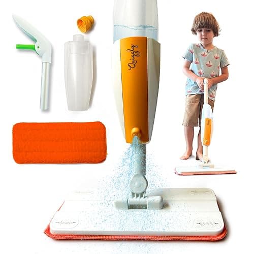 Quiggly Toy Spray Mop for Kids - Toddler Cleaning Set with Real Water Sprayer - Montessori Cleaning Set Mini Sweeper - Educational and Fun Kids Mop - Squeeze and Spray - Image 1