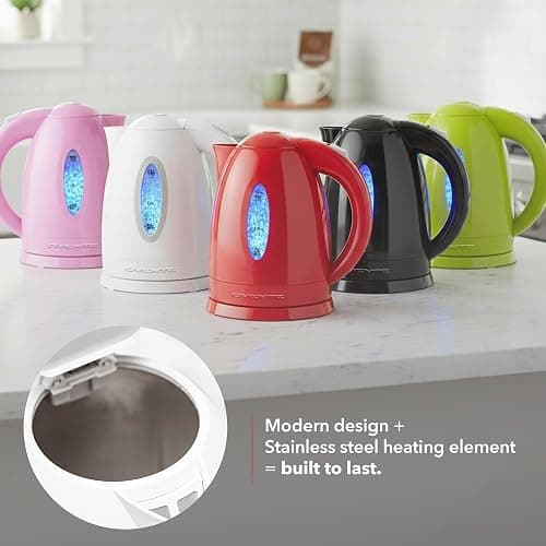 OVENTE Electric Kettle, 1.7L Fast Boiling Water Heater for Coffee or Tea, BPA Free with Water Level Gauge, Auto Shut-Off, Boil-Dry Protection, Indicator Light and Removable Filter, White KP72W thumbnail 8