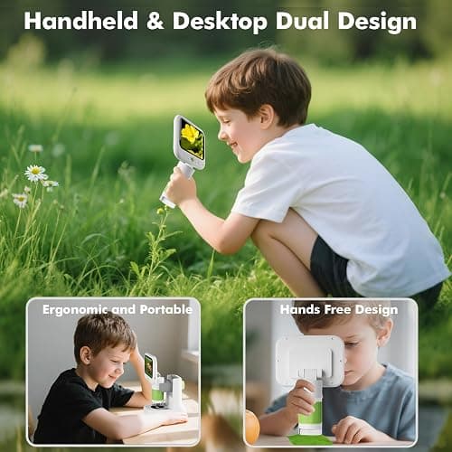 OUTACT Digital Microscope for Kids,4.3" HD Screen Portable Microscope with 8 LED Lights,Educational STEM Science Toys with 8G SD Card for Photo/Video,Birthday Gifts for Boys Girls thumbnail 6