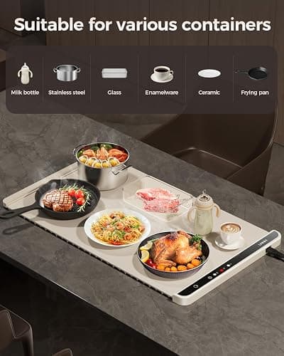 Warming Mat for Food,Food Warming Mat,Electric Warming Tray for Buffets Party and Home Daily Use,Heating Fastly in 10s,Portable Design,Timed Function for Your Family. thumbnail 6