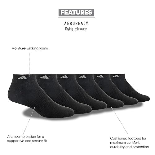 adidas Men's Athletic Cushioned Low Cut Ankle Socks (6-Pair Pack) thumbnail 4