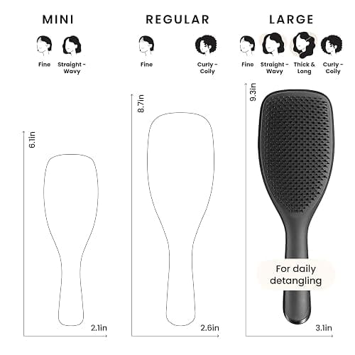 Tangle Teezer Large Ultimate Detangler Hairbrush for Wet & Dry Hair, Eliminates Knots & Reduces Breakage for Long, Thick, & Curly Hair Types, Black Gloss thumbnail 5