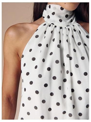 Verdusa Women Y2K Polka Dots Halter Tops Backless Peplum Going Out Outfits | Cute Summer Going Out Tops, Backless, Country Concert Outfits, 2000s Clothes, Date Night thumbnail 6