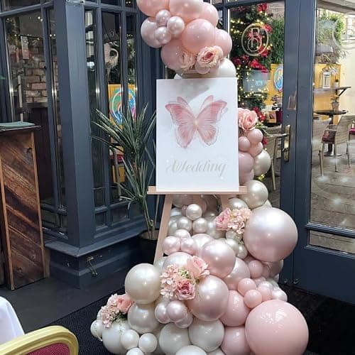 Double Stuffed Pearl White and Pink Balloons, 50pcs Double Stuffed Pearl Sand White Dusty Retro Pink Latex Balloons for Women Girls Boho Birthday Party Baby Shower Bridal Shower Wedding Engagement thumbnail 5