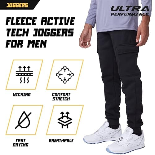 Ultra Performance 3 Pack Mens Sweatpants, Fleece Cargo Joggers for Men with Pockets thumbnail 5