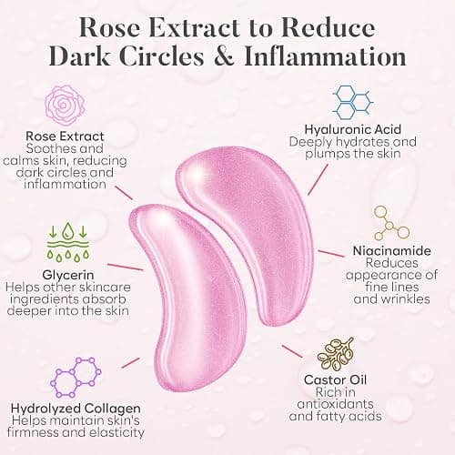 BLOOMORA Rose Under Eye Patches (30 Pairs) - Under Eye Mask for Appearance of Dark Circles - For Puffy Eyes Smoothing - Skincare Mask thumbnail 2
