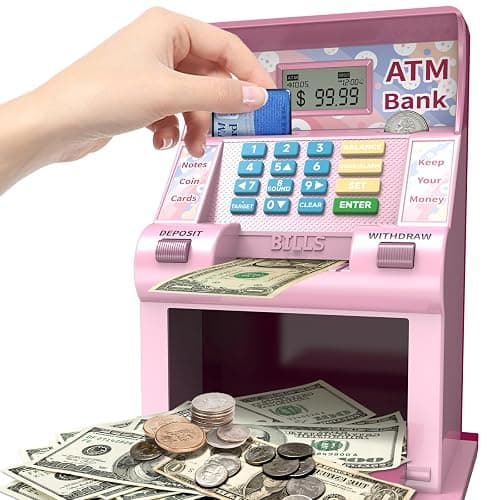 ATM Piggy Bank for Kids, Kids Bank for Real Money with Debit Card, Coin Recognition, Target Setting, Bill Feeder, Balance Calculator, Savings Machine Box, Gifts for Teen Boys Girls - Image 1
