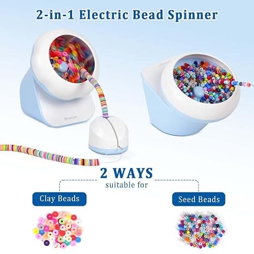 Clay Bead Spinner, Electric Bead Spinner for Jewelry Making, Bracelet Spinner and Necklace Making Machine with Bead Needles and Thread, Seed Bead Spinner, Clay Bead Bracelet Spinner (Blue), (No Beads) thumbnail 2