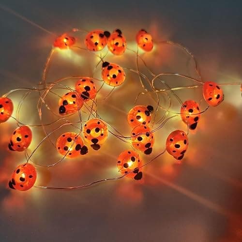 WONFAST Ladybugs Fairy String Lights, 9.8ft 30LED Ladybug Silver Wire String Lights Battery Operated Indoor Outdoor Decorative Light for Garden Patio Bedroom Birthday Party Wedding Christmas (Red) - Image 1