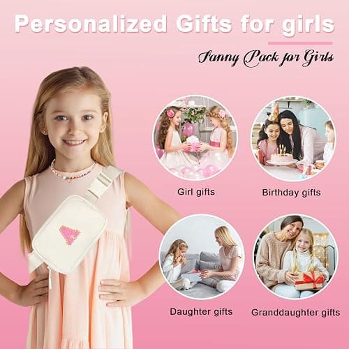 Awfrky Initial Cross Body Bag Fanny Pack, Personalized Gifts Sets for 4 5 6 7 8 9 10 11 12 13 Year Old Girls, Birthday Teenage Girls Gifts for Teen Girl Kids Daughter Granddaughter (L) - L thumbnail 6