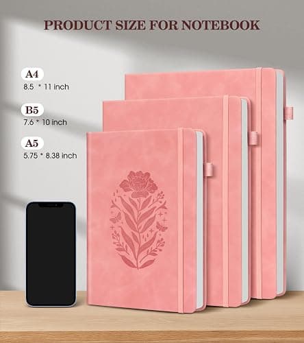 Lined Journal Notebook for Women, A5 Pink Hardcover Leather Journals for Writing, 200 Pages Thick Travel Daily Journal, College Ruled Notebook for Work School, Note Taking, Business 5.75'' X 8.38'' thumbnail 4