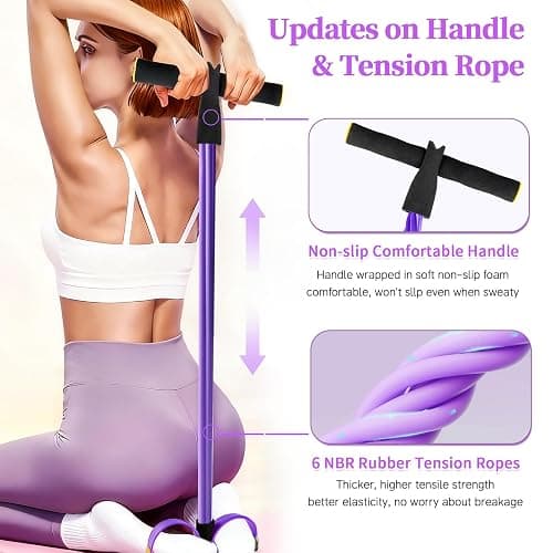 Pedal Resistance Band with Handle, Upgraded 6-Tube Exercise Bands | Natural Rubber Tension Rope, Multifunction Foot Pedal Resistance Bands for Working Out, Ab, Waist, Arm, Leg, Pilates, Yoga thumbnail 3