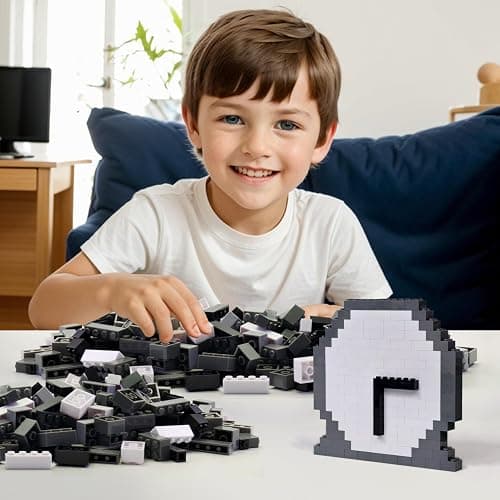 Building Bricks 1000 Pieces in Black, Dark Grey, Light Grey & White, Classic General Building Blocks Toys for Boys & Girls, Bulk Basic Brick Tiles for Adult's Building Projects thumbnail 2