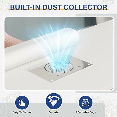OmySalon White & Gold Accent Nail Desk for Nail Tech, Manicure Table with Electric Dust Collector, Storage Drawers & Wrist Cushion, Acetone Resistant for Salon and Home Nail Station thumbnail 4