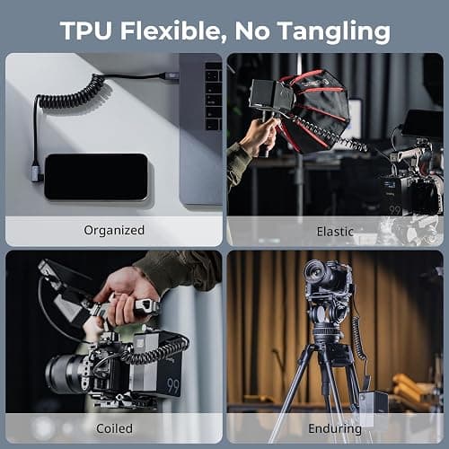 SMALLRIG USB C to USB C Coiled Data Cable (Straight to Angled), 90 Degree USB C Cable 20Gbps High Speed Data Transfer, Support PD 100W Fast Charging, for iPhone, Laptops and Cameras etc. - 4792 thumbnail 4