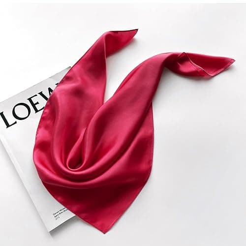 MEISEE Solid Color Mulberry Silk Scarf 26" Square Scarf Neck Scarf Hair Head Breathable Lightweight for Women Gift Packed thumbnail 4