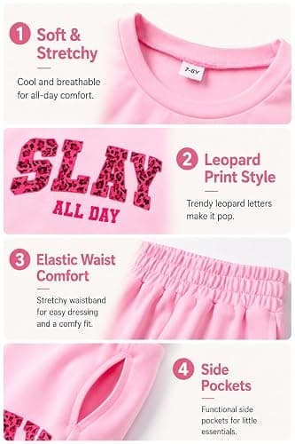 Afsmlys Tween Girls Clothes T-Shirt Top + Pants 2pcs Outfit Set Teen Girl Spring Summer Clothing, Size 7-16 Years thumbnail 6