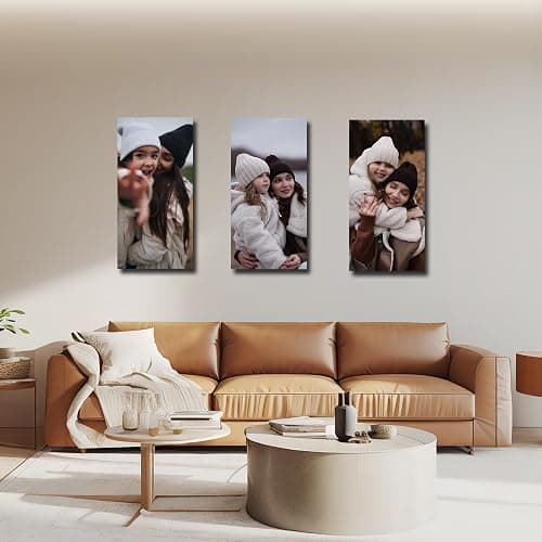 Custom Picture Canvas Prints with Your Photos 3 Piece Wall Art Personalized Family Portrait Poster Home Decor Customized Gifts (Framed, 8"x16"x3) thumbnail 4