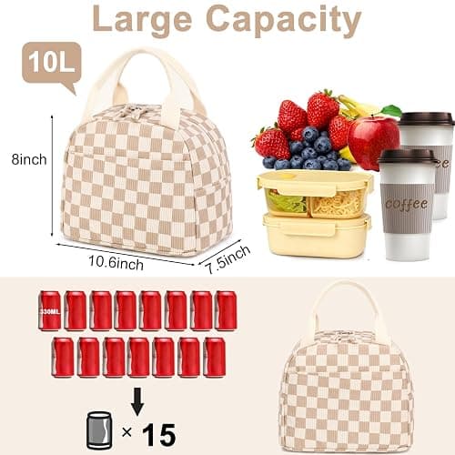 Bluboon Lunch Bag for Women Men Cute Corduroy Lunch Tote Bags Reusable Insulated Lunch Box Large Capacity Reusable Insulated Cooler for Work Picnic or Travel thumbnail 3