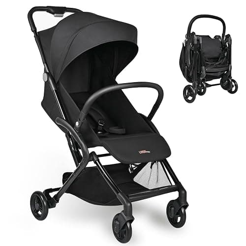 LIVINGbasics Lightweight Baby Stroller, Compact Portable Folding Stroller with Adjustable Backrest&Footrest for Travel, Black - Image 1
