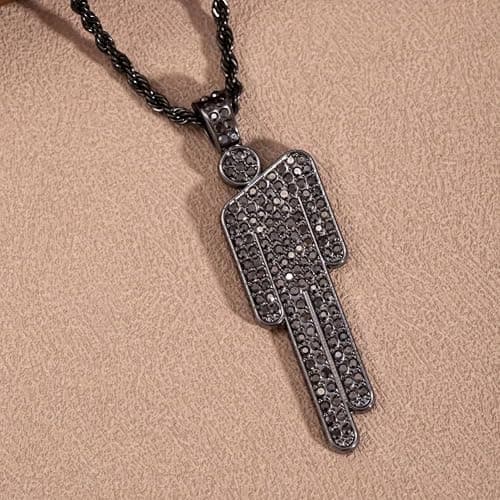 EPRHAY Unisex Colourful Diamond Human Necklace,Sparkling Rhinestone Crooked Headed Pendant Necklace,Shining Multi-coloured Humanoid Shape Ornament,Stylish Hip Hop Stainless Steel Jewelry thumbnail 4