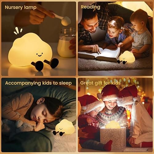 Refluxe Veilleuse tactile en silicone Cloud, une veilleuse LED à intensité variable et à minuterie, idéale comme cadeau pour enfants ou décoration de chambre (forme de nuage). thumbnail 6