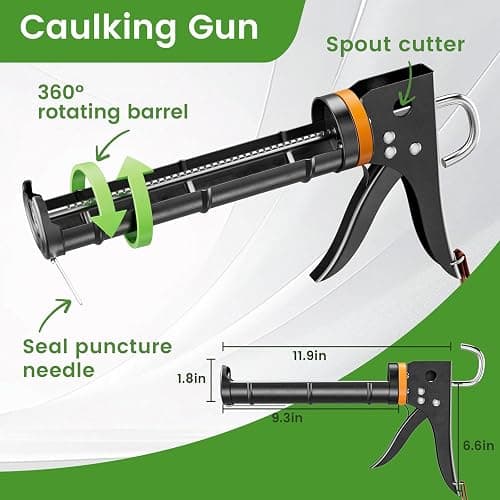 Professional Caulk Gun Kit with Caulk Remover & Silicone Sealant - 5 in 1 Caulking Tool Set for Caulking Removal, Includes Caulking Gun Tool, Silicone Scraper thumbnail 2