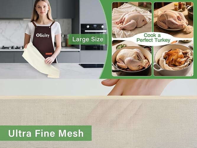 Organic Cheese Cloths, GOTS Certified, Grade 100, 36x36Inch, Reusable Cheese Cloth with Closed Edges Fabric Fine Mesh Cloth, Unbleached Cotton Muslin Cheesecloth for Straining,Cooking,Crafts - 9 Sq.Ft thumbnail 3