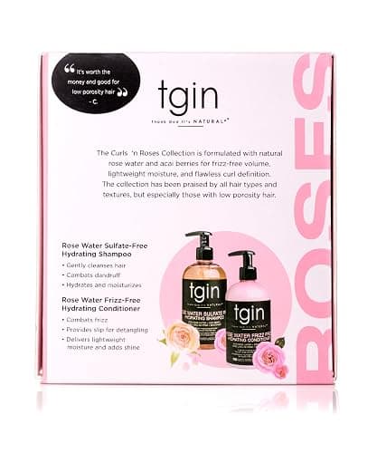tgin Rose Water Shampoo + Conditioner Duo for Curly, Coily and Wavy Hair, Sulfate Free, with Rose Water, Acai Berries, Nourishes and Detangles Dry, Color Treated Hair, 13 oz thumbnail 7