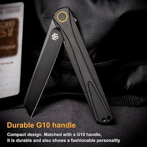 REMETTE EDC Pocket Knife Canyon, 3.2" D2 Steel Tanto Blade Flip Open,G10 Handle Small Folding Knife with Pocket Clip for Men Women, Sharp Camping Hiking Knives thumbnail 5