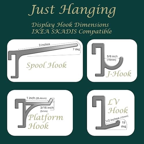 Generic 'Just Hanging' Pegboard Hook Packs, Compatible with IKEA SKADIS Pegboard, Display Hook SKADIS Accessory (Matte Pink, 12pk, Spool Hook) thumbnail 5