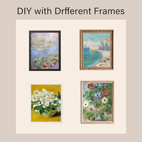 KBKBART Claude Monet Eclectic Wall Art, Monet Prints for Wall Decor, Eclectic Home Decor Canvas Impressionist Painting, Monet Water Lilies Exhibition Poster for Room Aesthetic, Classic Monet Gallery Art Prints Maximalist Decor - UNFRAMED thumbnail 3