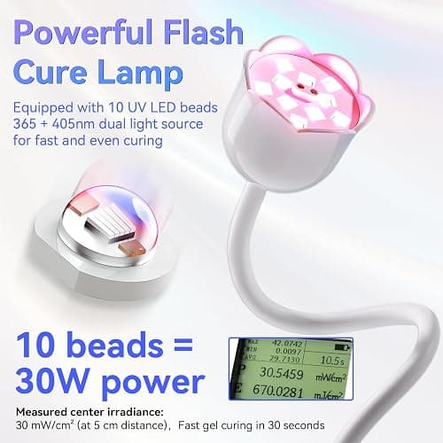 Makartt Mini UV Light for Gel Nails Polish Luminoza 30W Rechargeable LED Nail Dryer Lamp with 4 Timers & Auto Sensor, Fast Curing Goosenecks Lamp for Home DIY Manicure, Black & White thumbnail 2