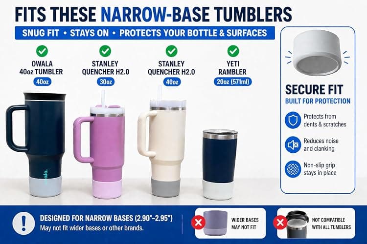 Jaxabby Products 2-Pack Silicone Tumbler Boots for 2.90–2.95 in Bases | Fits select Stanley Quencher, Owala 40 oz, YETI Rambler, ThermoFlask and Contigo tumblers; includes 2 silicone boots. thumbnail 4