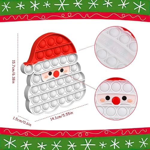 2 Pack Christmas Pop Poppet It Fidget Toys Set - Santa & Gingerbread Man, Christmas Eve Box Party Bag Stocking Fillers for Kids Gifts for Boys Girls Baby Xmas Popit Sensory Toy Game thumbnail 3