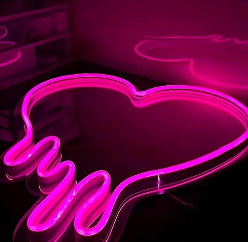 DAKABUKA Heart Neon Sign Pink Heart-Melting Neon Light Mirror LED Decorative Wall Mirror Sign for Bedroom and Girl's Room Party Studio Shop Decor Birthday Gift（13 * 11.8 inch） thumbnail 5