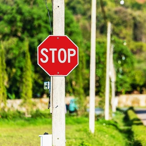 Faittoo Large Stop Sign Street Road Sign 30 x 30 cm. Engineer Grade Reflective Sheeting, Rust Free Aluminum, Weather Resistant, Waterproof, Fade Resistant, 2 Pre-drilled Holes. thumbnail 2
