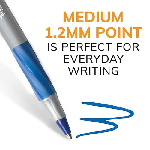 BIC Round Stic Grip Xtra Comfort Ballpoint Pen, Blue Ink, 12-Count | Long-lasting Performance, Smooth Writing, Soft-touch Barrel, Superb Comfort and Control thumbnail 5