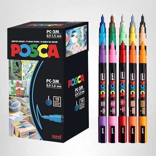 posca Paint Markers, 3M Fine Point Acrylic Paint Pens with Reversible Tips, Art Supplies For Gifts, Decorations Fabric, Metal, Glass, Wood and Canvas, Set of 15 thumbnail 10