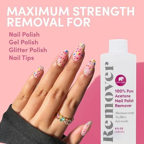 ella+mila 100% Pure Acetone Nail Polish Remover – Professional Strength Gel, Acrylic & Shellac Remover – Fingernail Polish Soak for Dip Powder, Glitter & Artificial Nails (8 fl oz) thumbnail 7