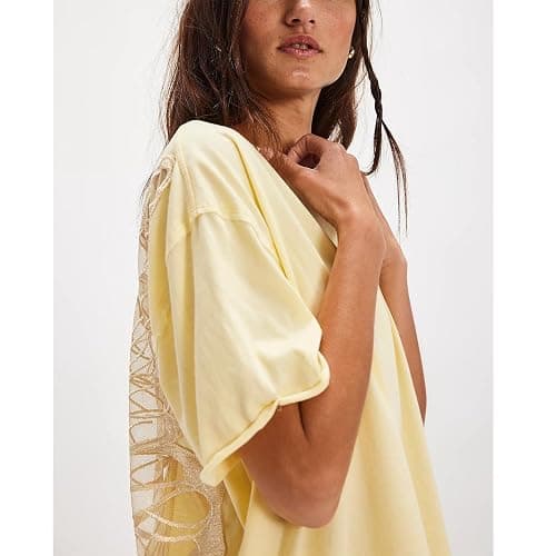Women Butterfly Cutout Shirt Short Sleeve Crew Neck Solid Color Loose Fit Tee Vintage Y2K Streetwear Oversized Top thumbnail 2