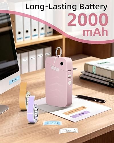 ORGSTA Label Maker, S001 Portable Bluetooth Label Maker Machine with Tape, Thermal Label Printer for Home, Office, School Organization, Wireless Mini Labeler Machine, Pink thumbnail 4