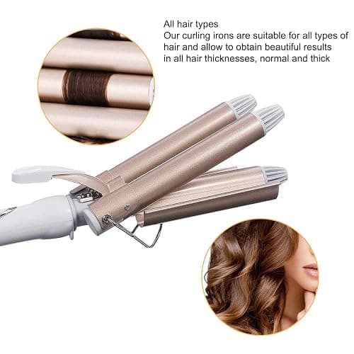 MENQANG Fer à boucler onduler, 3 Barils Fer à Onduler Fer à onduler Grandes Bigoudis pour Cheveux Long/Courts pour Femme Diamètre 22mm thumbnail 5