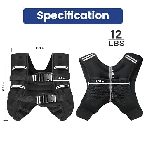 Zikopomi Weighted Vest Woman Man, 6lb/8lb/12lb/16lb/20lb/25lb/30lb Weight Vest with Reflective Stripes for Workout, Strength Training, Running, Fitness, Muscle Building, Weight Loss, Rucking Vest thumbnail 5
