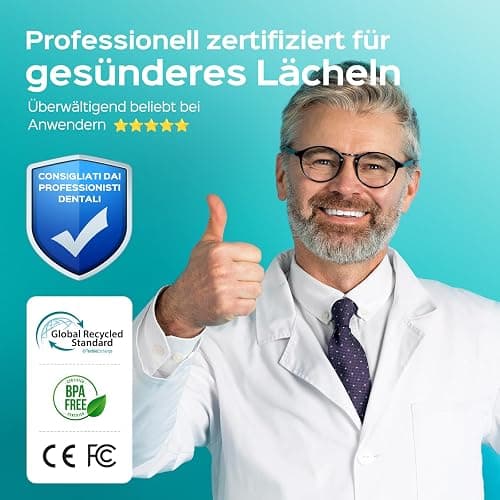 COSLUS Munddusche Kabellos Trragba Elektrische: 300ML WassertankTestsieger 2025 IPX7 Wasserdicht für Oral Health Enthusiasten Tägliche Tiefenreinigung Reinigung auf Reisen 5 Multifunktionale Jet-Tipps thumbnail 4