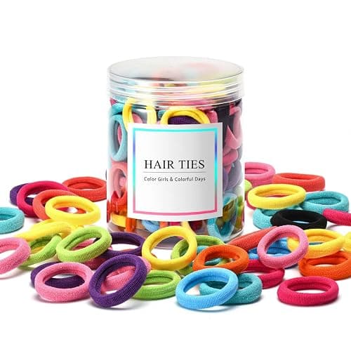 Omszte,100 Pcs Baby Hair Ties, Seamless Cotton Toddler Hair Ties for Girls and Kids, Multicolor Small Soft Hair Elastics Ponytail Holders(10Colors) - A-mixed color - Image 1
