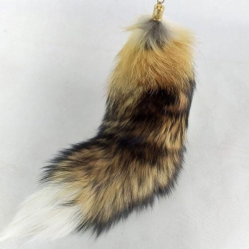 Fluffy Black Fox Tail Keychain 17 inches Real Fur Tails Costume Cosplay Toy Handbag Accessories Key Chain Ring Hook Tassels thumbnail 2