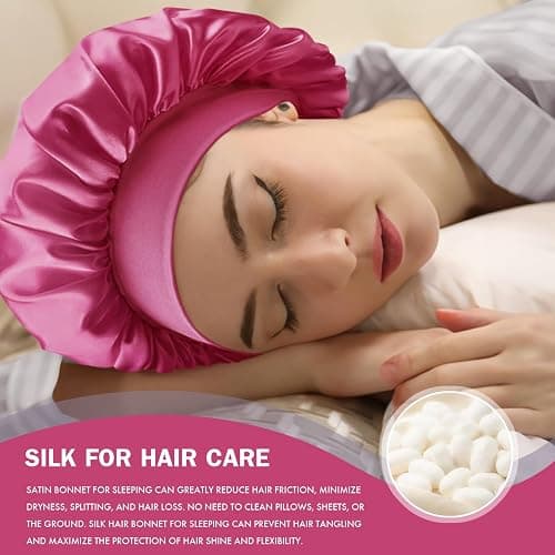 Doitory Satin Silk Bonnet for Sleeping, Double Layer Silk Sleep Cap for Men & Women, Soft Satin Lined Bonnet for Curly Hair thumbnail 4